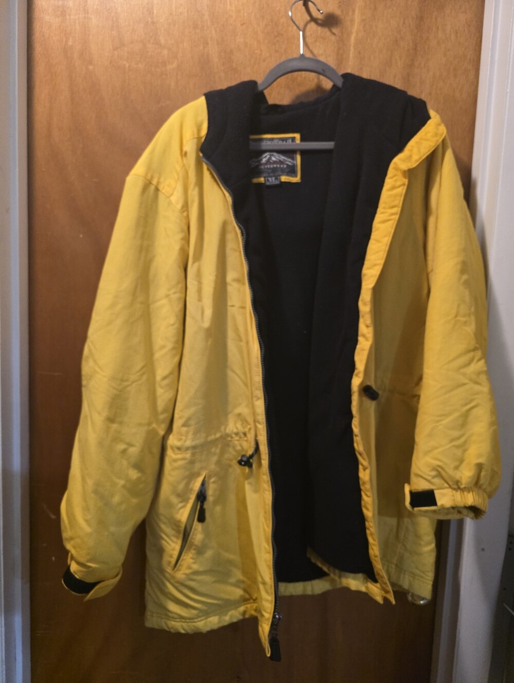 Pacific Trail Yellow Puffer Jacket with Black Hood Lining